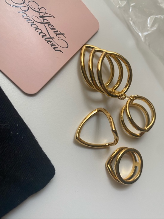 Alyssa 18K Gold Ring - Gold/Pavé – Gold stacking ring  AGENT PROVOCATEUR SHEBA 18K gold plated Stacking Ring Set